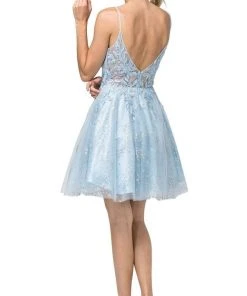 Dancing Queen - 3158 Embroidered Foliage Short A-Line Dress