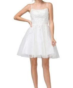 Dancing Queen - 3158 Embroidered Foliage Short A-Line Dress