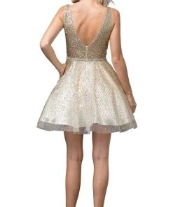 Dancing Queen - 3178 Embellished V-neck A-line Dress Cocktail Dresses 7 Dancing Queen - 3178 Embellished V-neck A-line Dress Cocktail Dresses