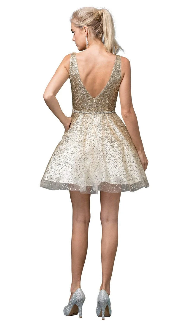 Dancing Queen - 3178 Embellished V-neck A-line Dress Cocktail Dresses 5 Dancing Queen - 3178 Embellished V-neck A-line Dress Cocktail Dresses