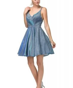 Cocktail Dresses Dancing Queen - 3183 Ruched V-Neck A-Line Short Dress