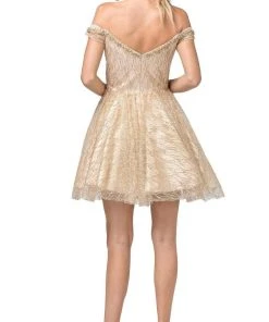 Cocktail Dresses Dancing Queen - 3199 Embellished Off-Shoulder A-line Dress