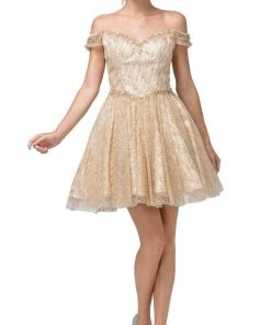 Cocktail Dresses Dancing Queen - 3199 Embellished Off-Shoulder A-line Dress