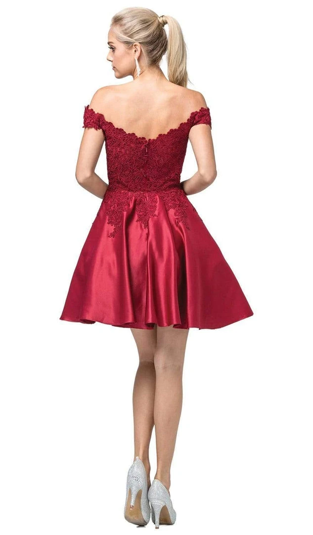 Dancing Queen - 3213 Off Shoulder Lace And Satin Cocktail Dress Cocktail Dresses 5 Dancing Queen - 3213 Off Shoulder Lace And Satin Cocktail Dress Cocktail Dresses