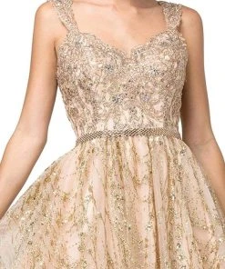 Dancing Queen - 3222 Embroidered V-neck A-line Cocktail Dress Cocktail Dresses