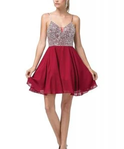 Cocktail Dresses Dancing Queen - 3226 Embellished Plunging V-Neck A-Line Dress 9 Cocktail Dresses Dancing Queen - 3226 Embellished Plunging V-Neck A-Line Dress