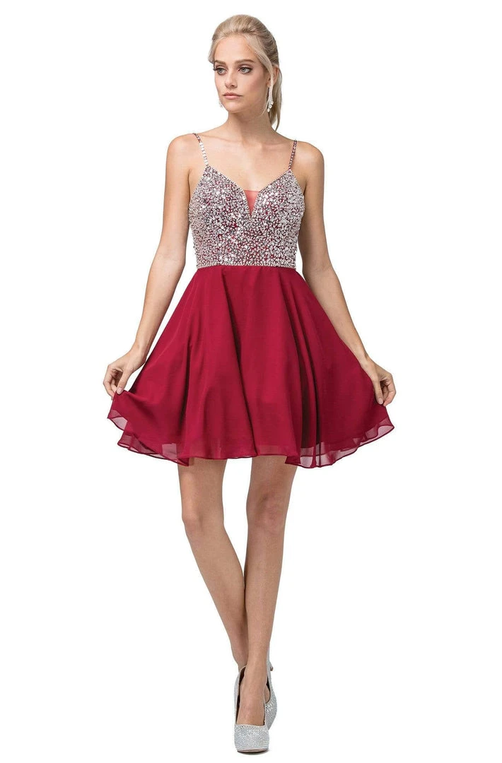 Cocktail Dresses Dancing Queen - 3226 Embellished Plunging V-Neck A-Line Dress 6 Cocktail Dresses Dancing Queen - 3226 Embellished Plunging V-Neck A-Line Dress