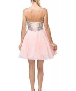 Cocktail Dresses Dancing Queen - 3226 Embellished Plunging V-Neck A-Line Dress 8 Cocktail Dresses Dancing Queen - 3226 Embellished Plunging V-Neck A-Line Dress