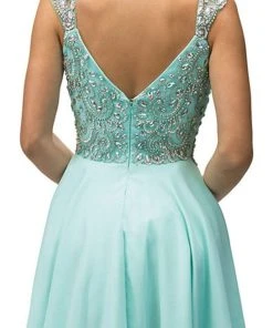 Dancing Queen - 9160 Cap Sleeve Adorned Sweetheart A-Line Cocktail Dress Cocktail Dresses