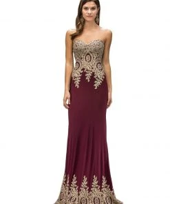 Formal Gowns Dancing Queen 9405 Strapless Sweetheart Baroque Sheath Dress