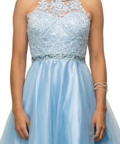 Dancing Queen - 9534 Bejeweled Collar Halter Lace A-Line Homecoming Dress Cocktail Dresses 10 Dancing Queen - 9534 Bejeweled Collar Halter Lace A-Line Homecoming Dress Cocktail Dresses