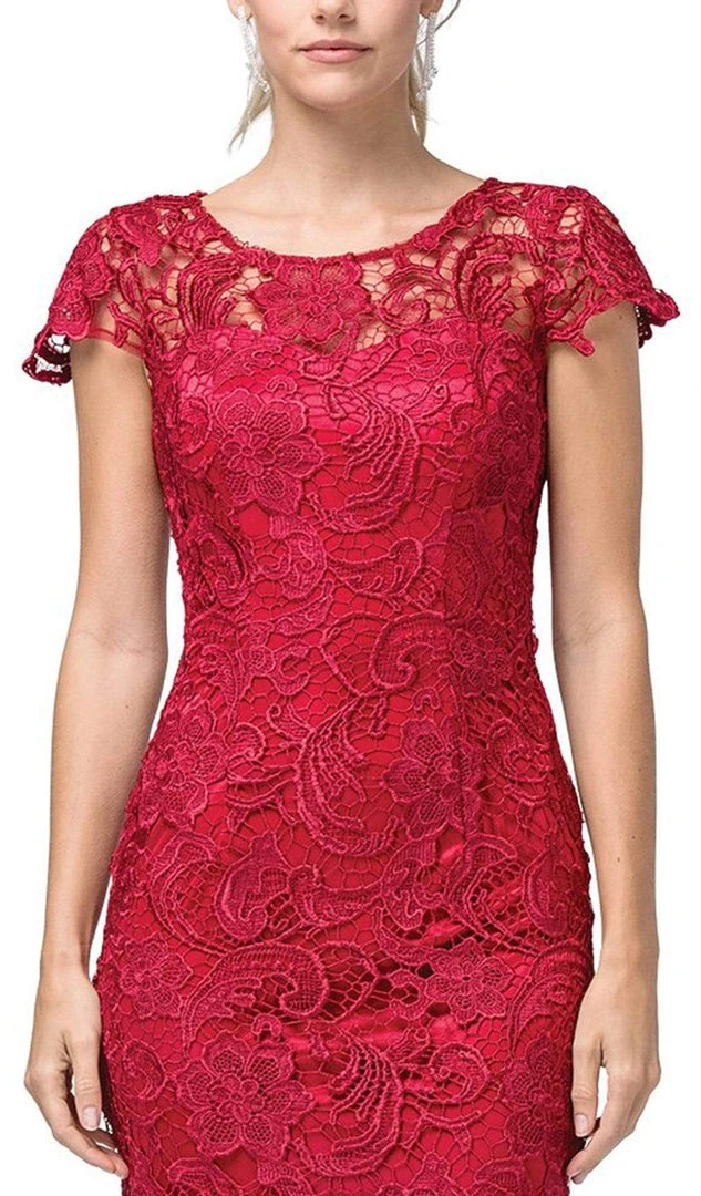 Dancing Queen - 9677 Lace Embroidered Scoop Neck Fitted Dress 4 Dancing Queen - 9677 Lace Embroidered Scoop Neck Fitted Dress