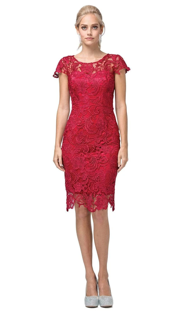 Dancing Queen - 9677 Lace Embroidered Scoop Neck Fitted Dress 3 Dancing Queen - 9677 Lace Embroidered Scoop Neck Fitted Dress