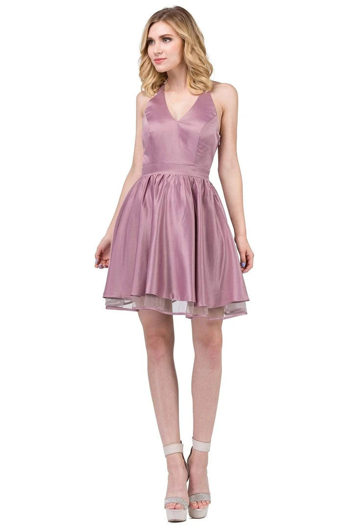 Dancing Queen - 9836 Lace V-neck A-line Dress Cocktail Dresses 6 Dancing Queen - 9836 Lace V-neck A-line Dress Cocktail Dresses