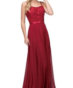 Dancing Queen - 9914 Embroidered Scoop A Line Evening Dress Formal Gowns