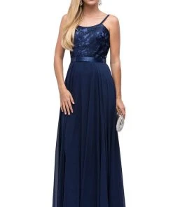 Dancing Queen - 9914 Embroidered Scoop A Line Evening Dress Formal Gowns