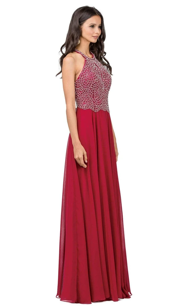 Formal Gowns Dancing Queen - Bead Embellished Halter Evening Dress 2402 - 1 Pc Blush In Size M Available 4 Formal Gowns Dancing Queen - Bead Embellished Halter Evening Dress 2402 - 1 Pc Blush In Size M Available
