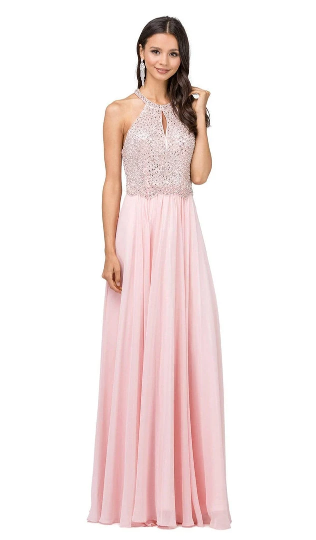 Formal Gowns Dancing Queen - Bead Embellished Halter Evening Dress 2402 - 1 Pc Blush In Size M Available 3 Formal Gowns Dancing Queen - Bead Embellished Halter Evening Dress 2402 - 1 Pc Blush In Size M Available