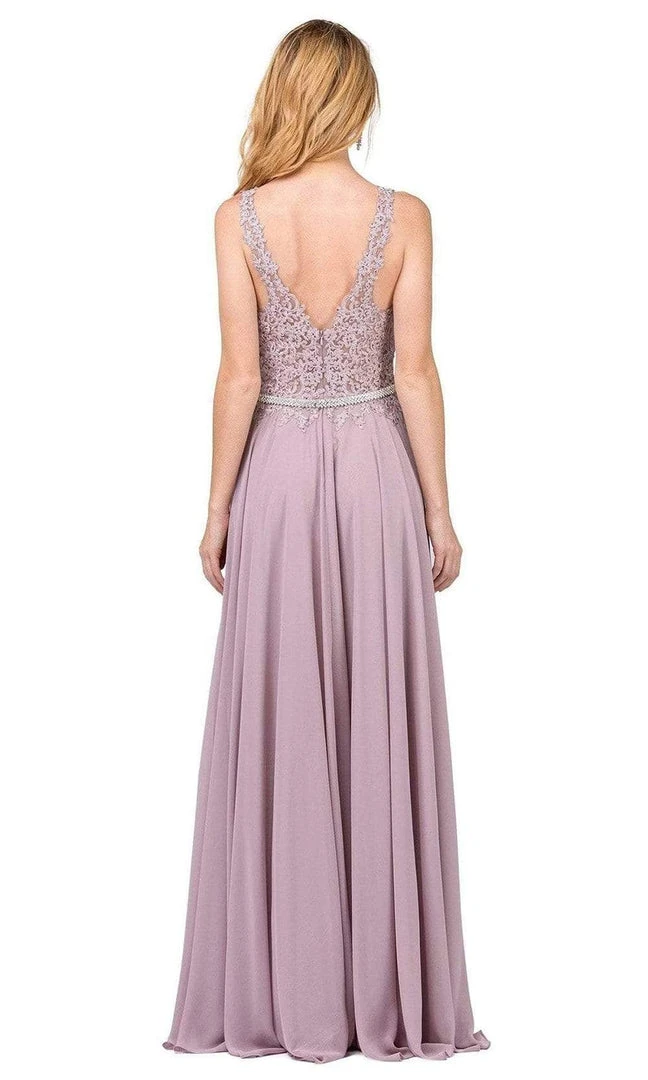 Dancing Queen - Beaded Lace V-neck A-line Prom Dress 2161 - 1 Pc Mocha In Size XS Available 4 Dancing Queen - Beaded Lace V-neck A-line Prom Dress 2161 - 1 Pc Mocha In Size XS Available