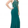 Dancing Queen Illusion Halter Jeweled Garland Motif Sheath Gown 2200 - 1 Pc Hunter Green In Size M Available Formal Gowns