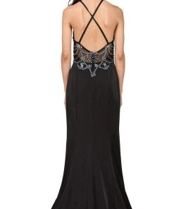 Dancing Queen Illusion Halter Jeweled Garland Motif Sheath Gown 2200 - 1 Pc Hunter Green In Size M Available Formal Gowns