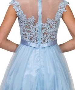 Dancing Queen - Illusion Jewel Floral A Line Cocktail Dress 2153 - 1 Pc Bugundy In Size L Available Cocktail Dresses