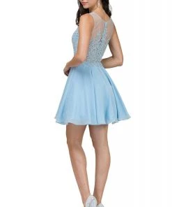 Cocktail Dresses Dancing Queen Jeweled Illusion Lace A-Line Dress - 1 Pc Sky Blue In Size M Available 5 Cocktail Dresses Dancing Queen Jeweled Illusion Lace A-Line Dress - 1 Pc Sky Blue In Size M Available