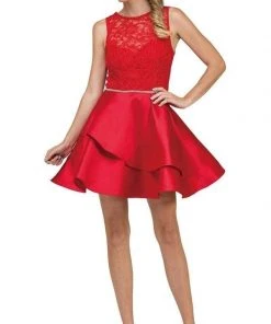 Dancing Queen - Lace Layered A-Line Cocktail Dress 2011 - 1 Pc Red In Size XL Available