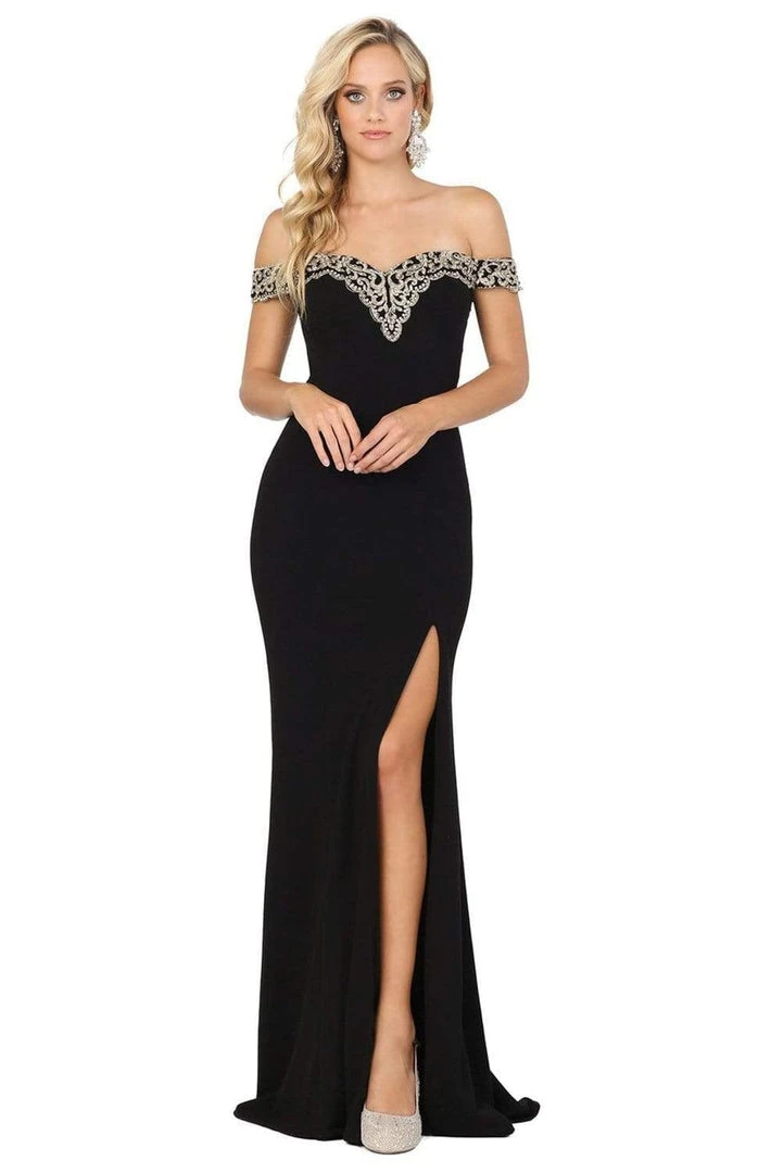 Formal Gowns Dancing Queen - Lace Off Shoulder Prom Dress 4004 - 1 Pc Black In Size M Available 3 Formal Gowns Dancing Queen - Lace Off Shoulder Prom Dress 4004 - 1 Pc Black In Size M Available