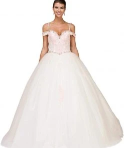 Dancing Queen Off Shoulder Beaded Lace Bodice Ballgown 1188 Formal Gowns