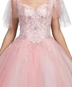 Dancing Queen - Sheer Butterfly Sleeve Embellished Quinceanera Ballgown 1203 - 1 Pc Blush In Size S Available 7 Dancing Queen - Sheer Butterfly Sleeve Embellished Quinceanera Ballgown 1203 - 1 Pc Blush In Size S Available