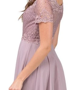 Formal Gowns Dancing Queen - Short Sleeve Illusion Lattice Ornate A-Line Gown 2268 10 Formal Gowns Dancing Queen - Short Sleeve Illusion Lattice Ornate A-Line Gown 2268