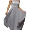 Dancing Queen - Sleeveless Lace Bodice Chiffon Prom Dress 9325 - 1 Pc Silver In Size XS Available Formal Gowns
