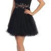 Dancing Queen Sleeveless Lace Illusion Tulle Short Prom Dress 9080 Cocktail Dresses