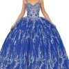 Dancing Queen - Sleeveless Lace-Up Back Tie Embellished Ballgown 1641 - 1 Pc Royal Blue In Size XS Available Formal Gowns
