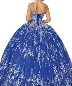 Dancing Queen - Sleeveless Lace-Up Back Tie Embellished Ballgown 1641 - 1 Pc Royal Blue In Size XS Available Formal Gowns