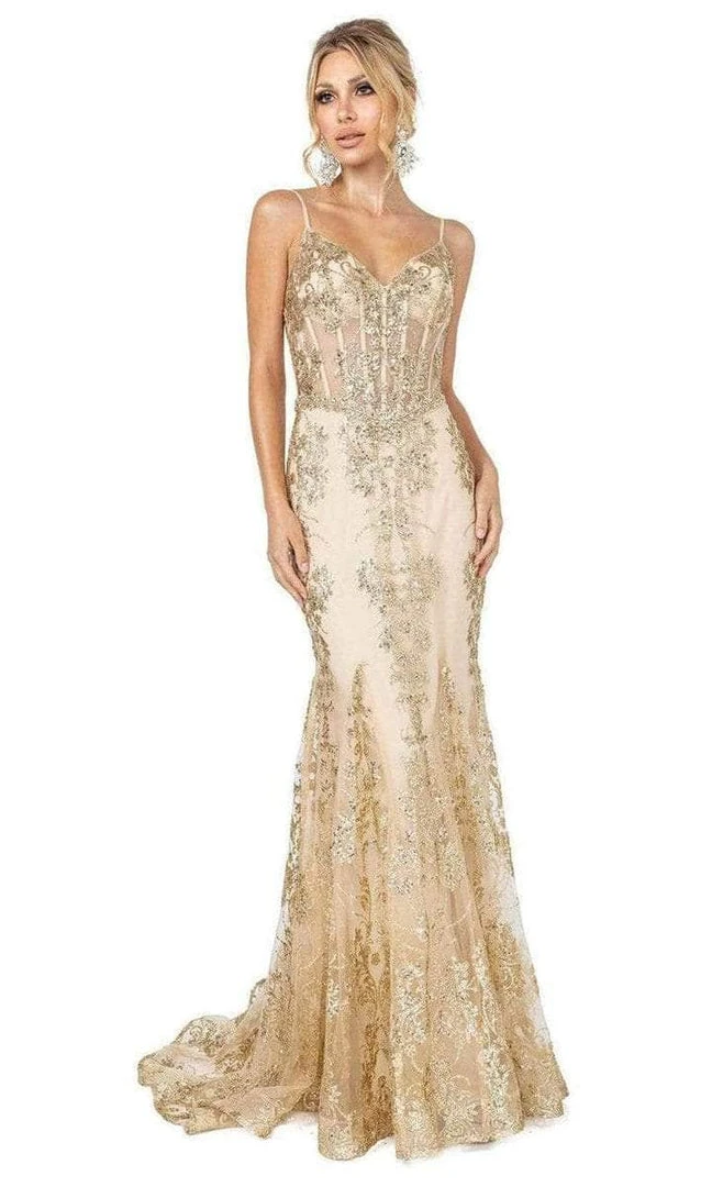 Formal Gowns Dancing Queen - Spaghetti Straps Sequin Long Gown 4118 - 2 Pcs Gold In Sizes Small And Medium Available 3 Formal Gowns Dancing Queen - Spaghetti Straps Sequin Long Gown 4118 - 2 Pcs Gold In Sizes Small And Medium Available