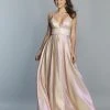 Dave & Johnny - Beaded Waist Deep V-neck A-line Dress A7229 - 1 Pc Pink In Size 2 Available