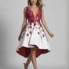Cocktail Dresses Dave & Johnny Deep V-Neckline Floral Print High Low Dress A5857 1 Cocktail Dresses Dave & Johnny Deep V-Neckline Floral Print High Low Dress A5857