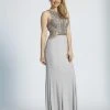 Dave & Johnny Intricately Beaded Illusion Paneled Dress - 1 Pc Gray In Size 8 Available