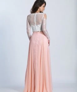 Dave & Johnny Two-Piece Long Sleeve Illusion Lace Gown 3472 - 1 Pc Black In Size 8 Available 6 Dave & Johnny Two-Piece Long Sleeve Illusion Lace Gown 3472 - 1 Pc Black In Size 8 Available