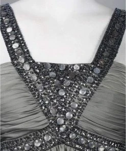 Formal Gowns Decode 1.8 - 180467 Metallic Studded Silk Chiffon A-Line Gown