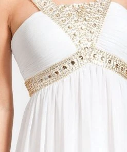 Formal Gowns Decode 1.8 - 180467 Metallic Studded Silk Chiffon A-Line Gown