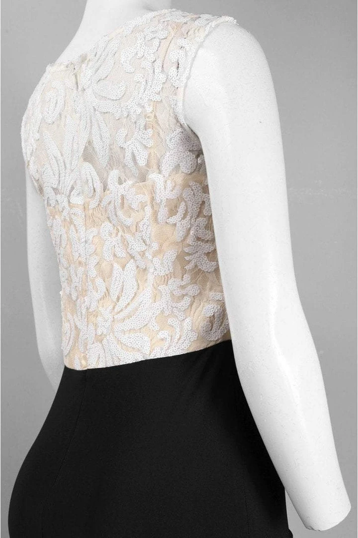 Decode 1.8 - 182909 Lace Bateau Neck Ruffled Gown In White/Black Formal Gowns 5 Decode 1.8 - 182909 Lace Bateau Neck Ruffled Gown In White/Black Formal Gowns