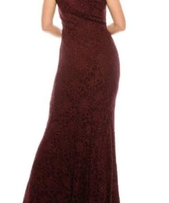 Formal Gowns Decode 1.8 - 183199K Pleated V Neck Glittered Dress