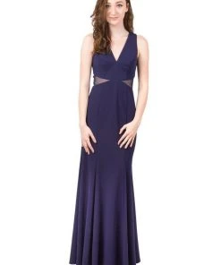 Formal Gowns Decode 1.8 - 183615 V-neck Sheer Side Illusion Long Dress