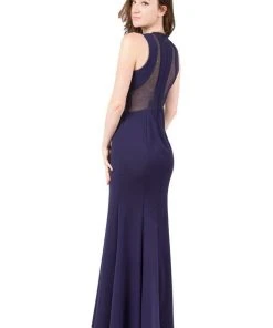 Formal Gowns Decode 1.8 - 183615 V-neck Sheer Side Illusion Long Dress