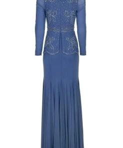 Decode 1.8 - 183951 Long Sleeve Pop Over Embellished Trumpet Gown 8 Decode 1.8 - 183951 Long Sleeve Pop Over Embellished Trumpet Gown