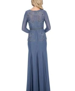 Decode 1.8 - 183951 Long Sleeve Pop Over Embellished Trumpet Gown