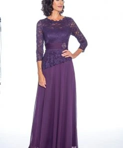 Decode 1.8 - 184004 Lace Jersey Mesh Long Sleeve Evening Dress Formal Gowns
